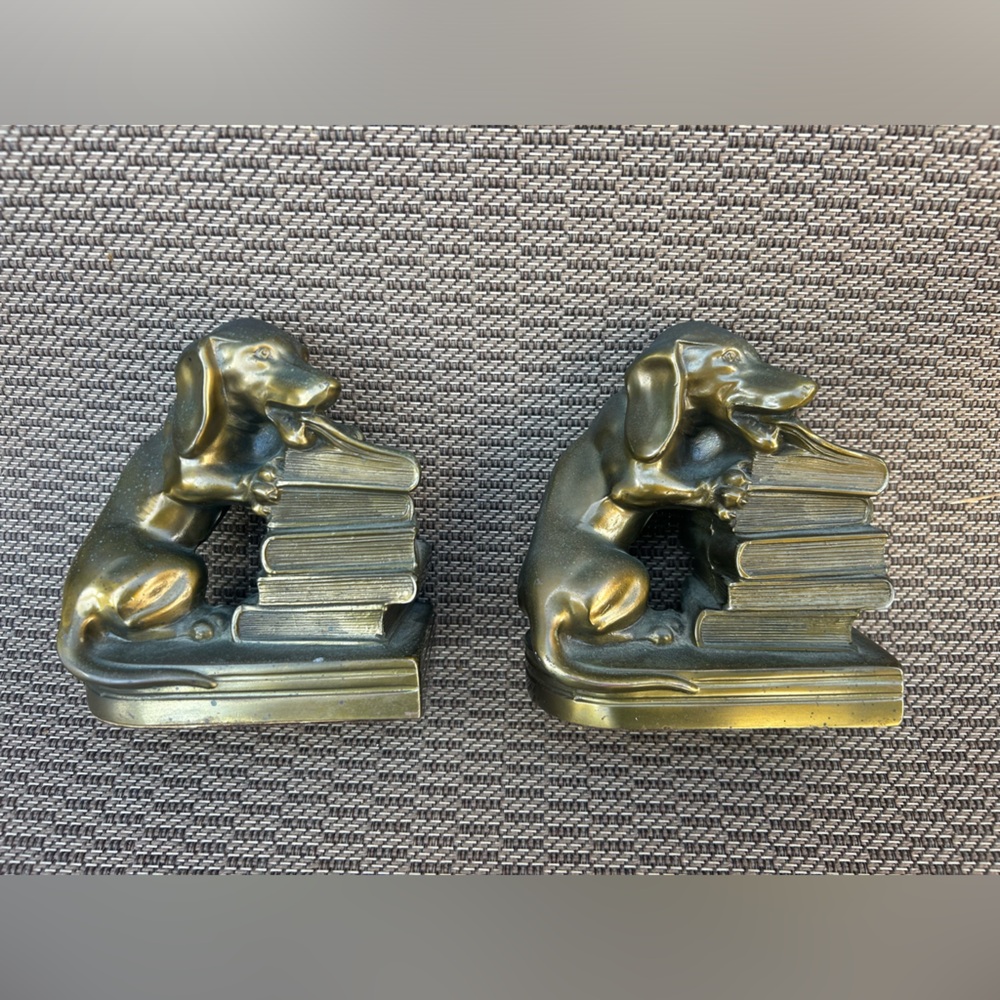 Vintage Jennings Bros Dachshund Dog Bookends